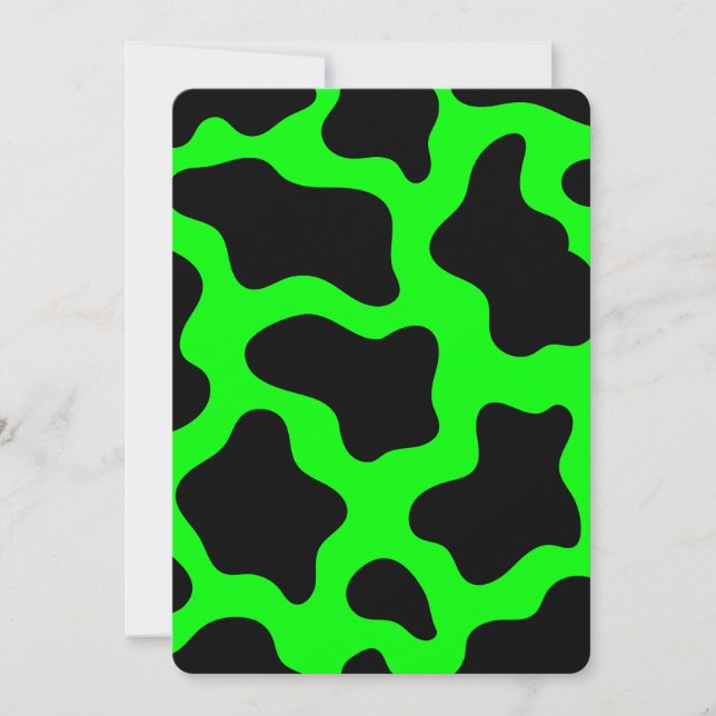 halloween acid green cow print invitation (Front)