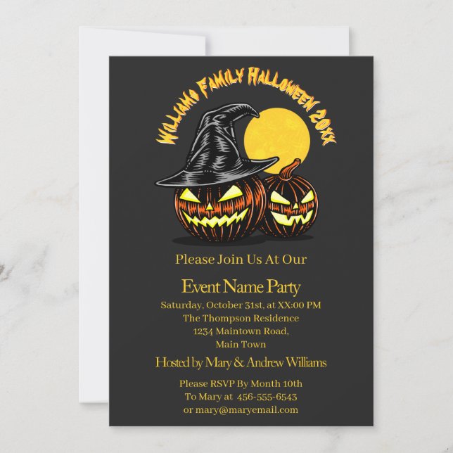 Halloween Add Family Name Year Customise Party Invitation (Front)