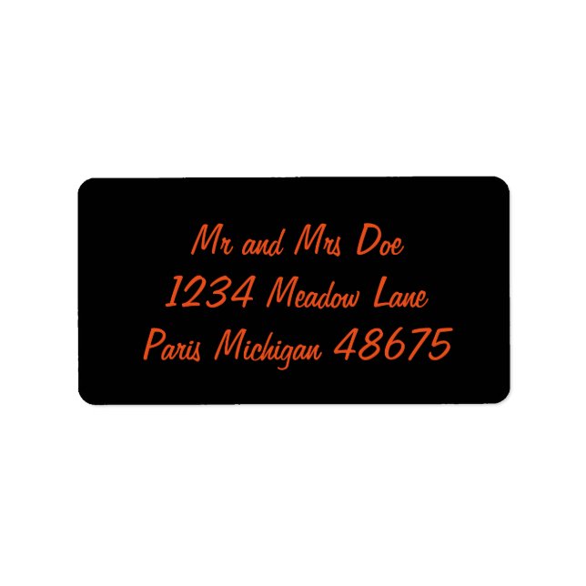 Halloween Address Labels/Black with Orange Label (Front)