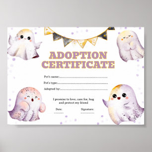 Halloween adopt a ghost certificate poster