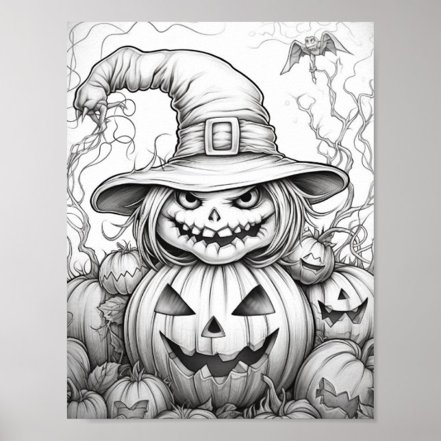 Halloween Adult Colouring Poster (Front)