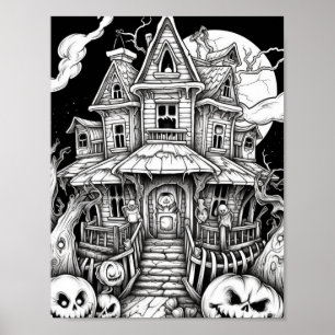 Halloween Adult Colouring Poster