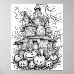 Halloween Adult Colouring Poster