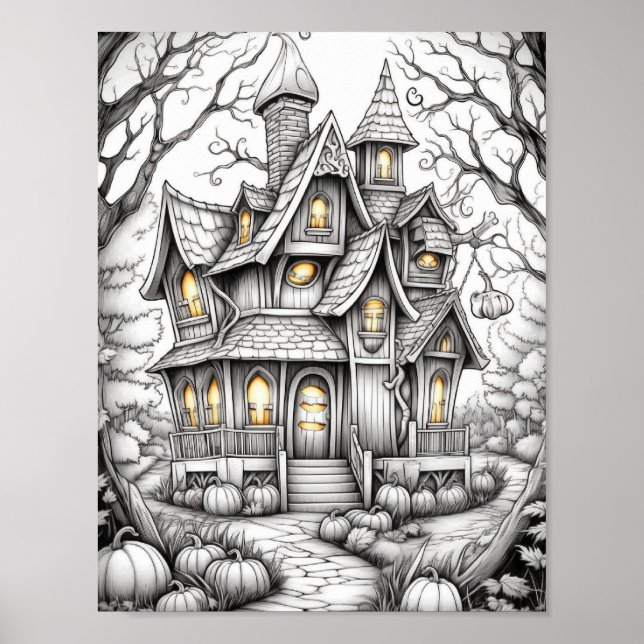 Halloween Adult Colouring Poster (Front)