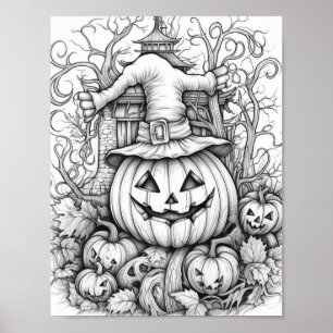Halloween Adult Colouring Poster