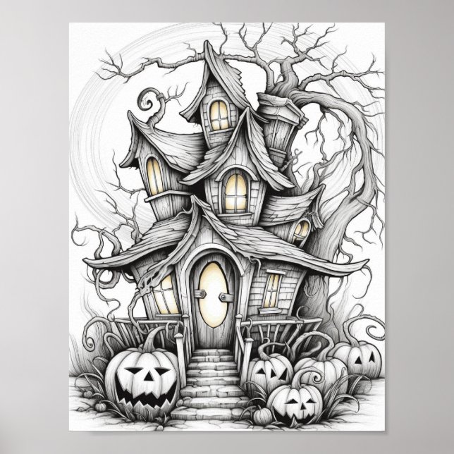 Halloween Adult Colouring Poster (Front)