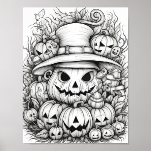 Halloween Adult Colouring Poster