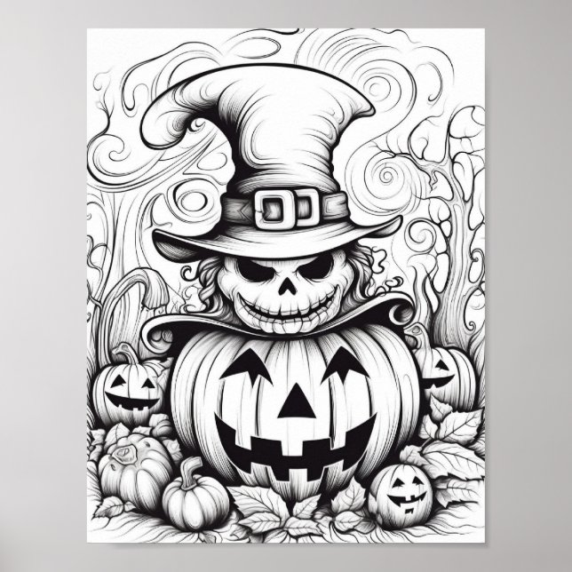 Halloween Adult Colouring Poster (Front)