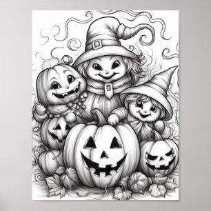 Halloween Adult Colouring Poster