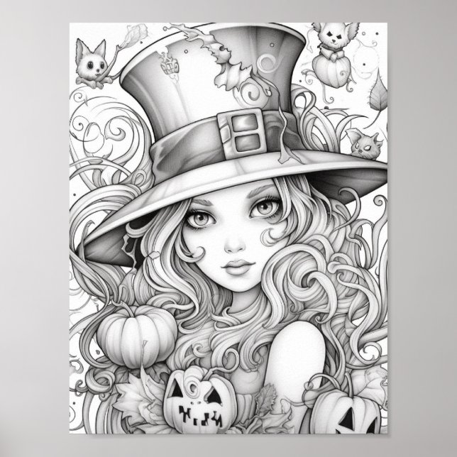 Halloween Adult Colouring Poster (Front)