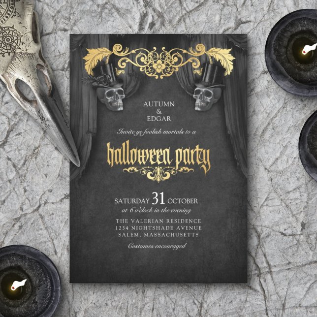 Halloween Adult Party Vintage Skull Invitation (Creator Uploaded)