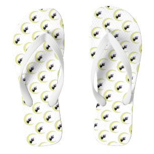 Halloween Adult, Wide Strap Flip Flops/Black Cat Thongs