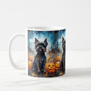 Halloween Affenpinscher With Pumpkins Scary Coffee Mug