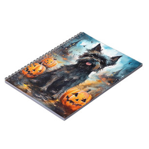 Halloween Affenpinscher With Pumpkins Scary Notebook