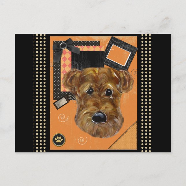 HALLOWEEN AIREDALE POSTCARD (Front)