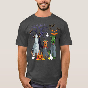 Halloween Airedale Terrier Dog Witch Scary Costume T-Shirt