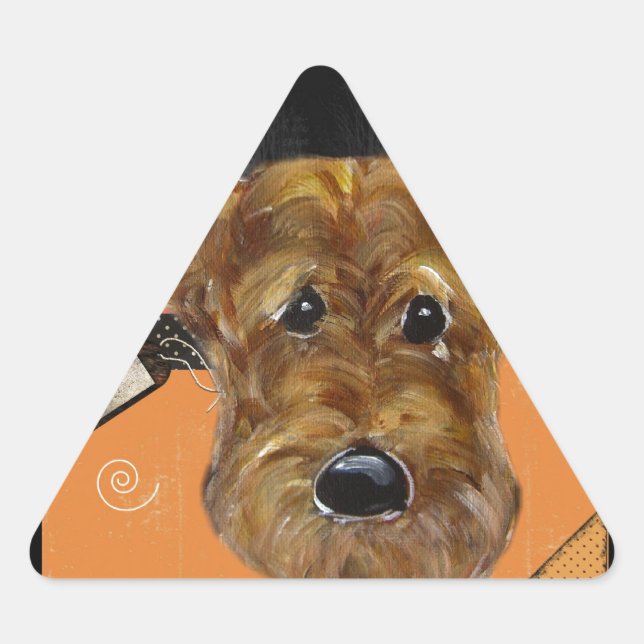 HALLOWEEN AIREDALE TRIANGLE STICKER (Front)