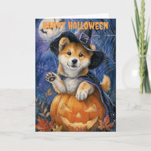 Halloween Akita Dog Holiday Card
