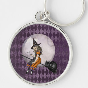 Halloween Alice in Wonderland Cheshire Cat Moon Key Ring