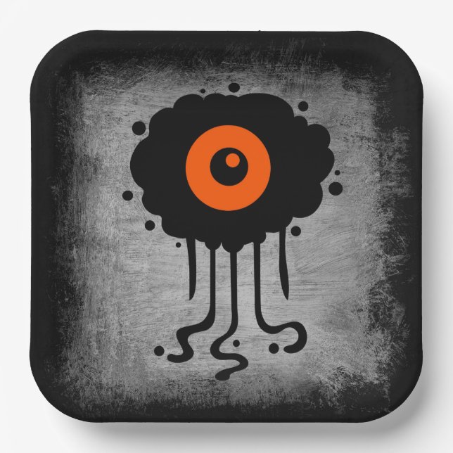 Halloween Alien Cyclops  Paper Plates (Front)