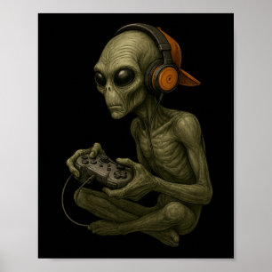 Halloween Alien Gamer Video Gaming Boys Men Kids T Poster