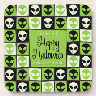 Halloween alien mosaic coaster