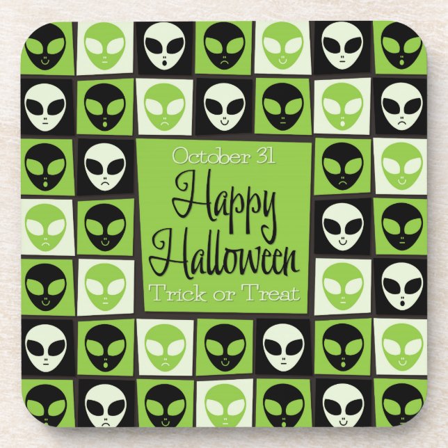 Halloween alien mosaic coaster (Front)
