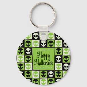Halloween alien mosaic key ring