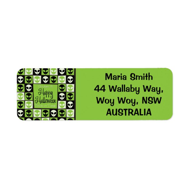 Halloween alien mosaic return address label (Front)