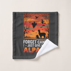 Halloween Alpaca Forget Candy Spooky Vector Design Wash Cloth