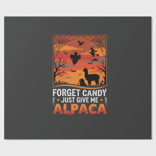 Halloween Alpaca Forget Candy Spooky Vector Design Wrapping Paper (Flat)