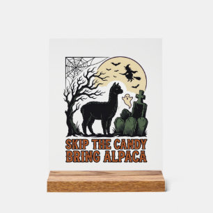 Halloween Alpaca Shirt Cute Spooky Vintage Animal Acrylic Sign