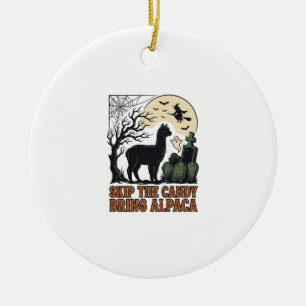Halloween Alpaca Shirt Cute Spooky Vintage Animal Ceramic Ornament