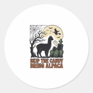 Halloween Alpaca Shirt Cute Spooky Vintage Animal Classic Round Sticker
