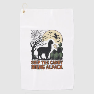 Halloween Alpaca Shirt Cute Spooky Vintage Animal  Golf Towel