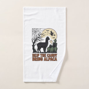 Halloween Alpaca Shirt Cute Spooky Vintage Animal  Hand Towel