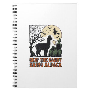 Halloween Alpaca Shirt Cute Spooky Vintage Animal Notebook
