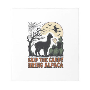 Halloween Alpaca Shirt Cute Spooky Vintage Animal Notepad