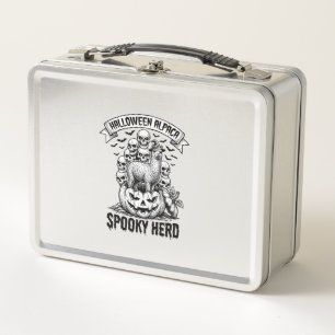 Halloween Alpaca Shirt Vintage Skull Pumpkin Desig Metal Lunch Box