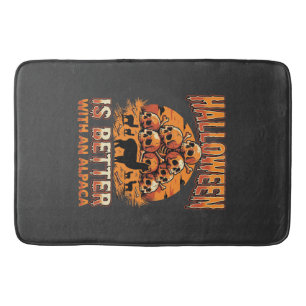 Halloween Alpaca Skull Pile Retro Horror Design Bath Mat