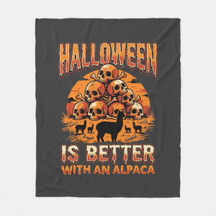 Halloween Alpaca Skull Pile Retro Horror Design Fleece Blanket