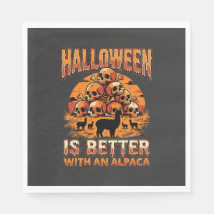 Halloween Alpaca Skull Pile Retro Horror Design Napkin