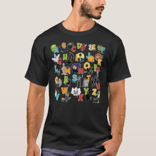 Halloween Alphabet ABC Scary Spooky Creatures T-Shirt