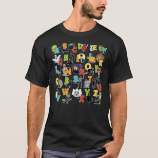 Halloween Alphabet ABC Scary Spooky Creatures T-Shirt
