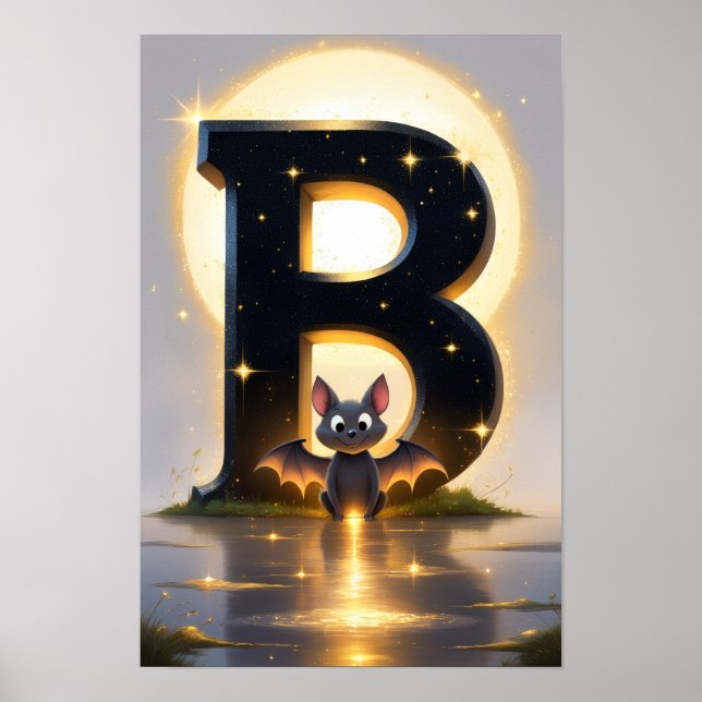 Halloween Alphabet Kids ABC Letter B Poster (Front)