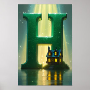 Halloween Alphabet Kids ABC Letter H Poster