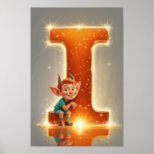 Halloween Alphabet Kids ABC Letter I Poster