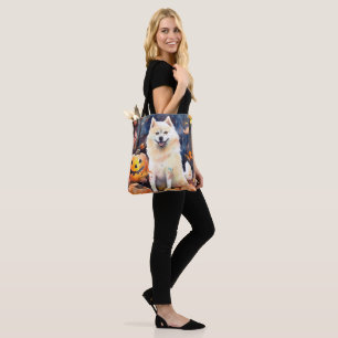 Halloween American Akita With Pumpkins Scary Tote Bag