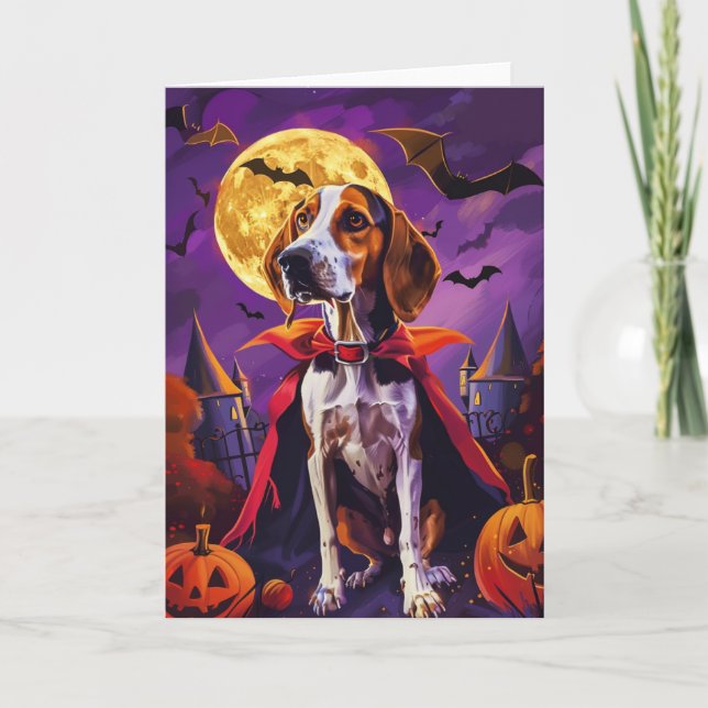 Halloween American English Foxhound Pumpkin Scary  Card (Front)