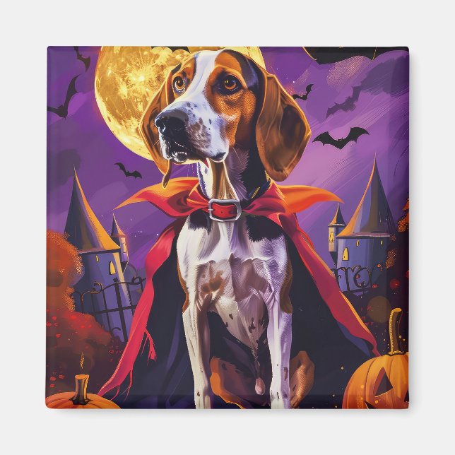 Halloween American English Foxhound Pumpkin Scary Magnet (Front)